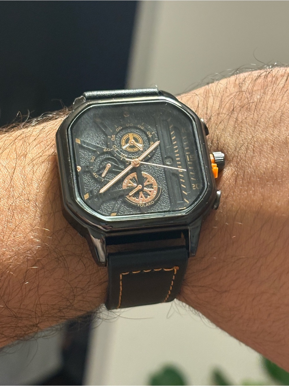 Black and Orange Men's Multifunction Watch by